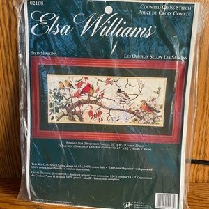 Elsa Williams cross stitch. Bird seasons 20x8